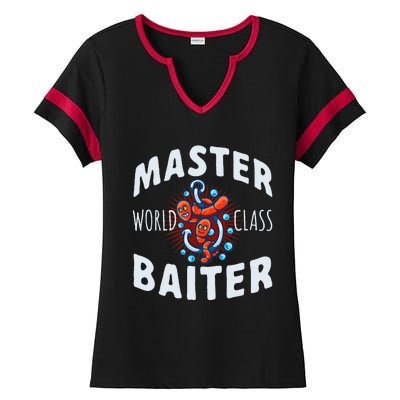 Master World Class Baiter Fishing Reel Fish Ladies Halftime Notch Neck Tee