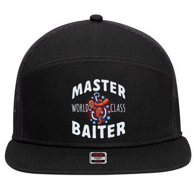 Master World Class Baiter Fishing Reel Fish 7 Panel Mesh Trucker Snapback Hat