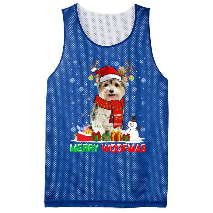 Merry Woofmas Christmas Yorkshire Terrier Dog Xmas Santa Cute Gift Mesh Reversible Basketball Jersey Tank