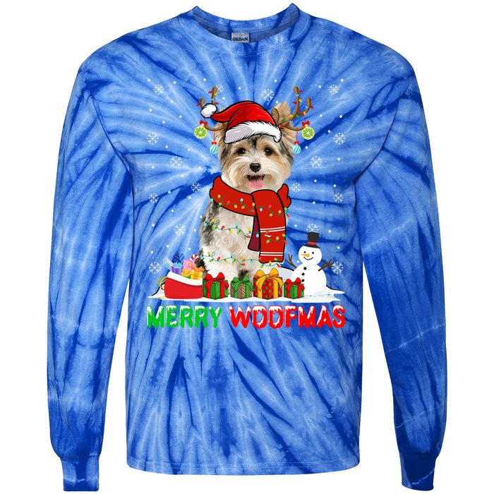 Merry Woofmas Christmas Yorkshire Terrier Dog Xmas Santa Cute Gift Tie-Dye Long Sleeve Shirt