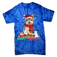 Merry Woofmas Christmas Yorkshire Terrier Dog Xmas Santa Cute Gift Tie-Dye T-Shirt