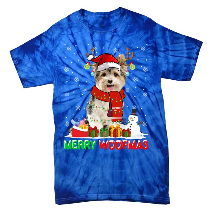 Merry Woofmas Christmas Yorkshire Terrier Dog Xmas Santa Cute Gift Tie-Dye T-Shirt