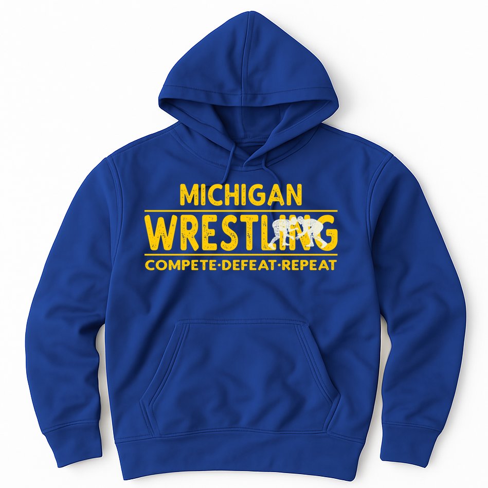 Michigan Wrestling Compete Defeat Repeat Gift Hoodie