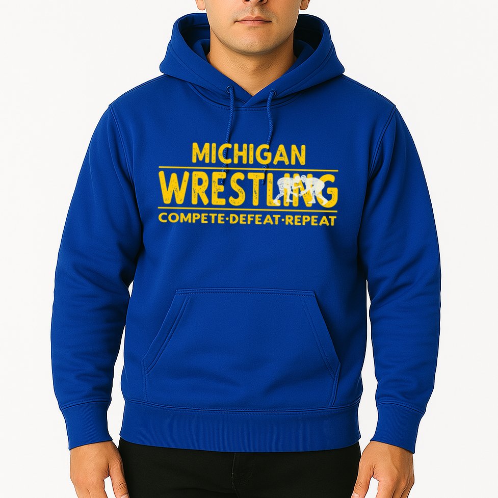 Michigan Wrestling Compete Defeat Repeat Gift Hoodie