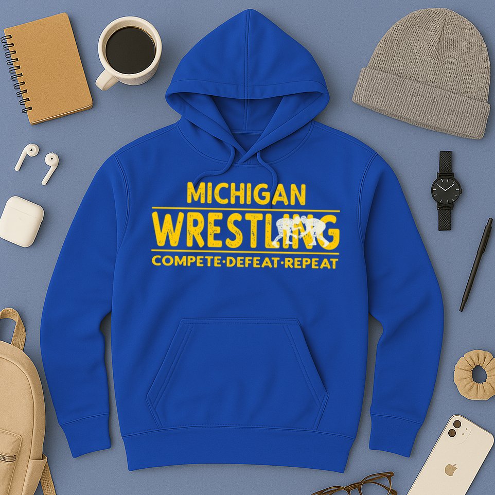 Michigan Wrestling Compete Defeat Repeat Gift Hoodie