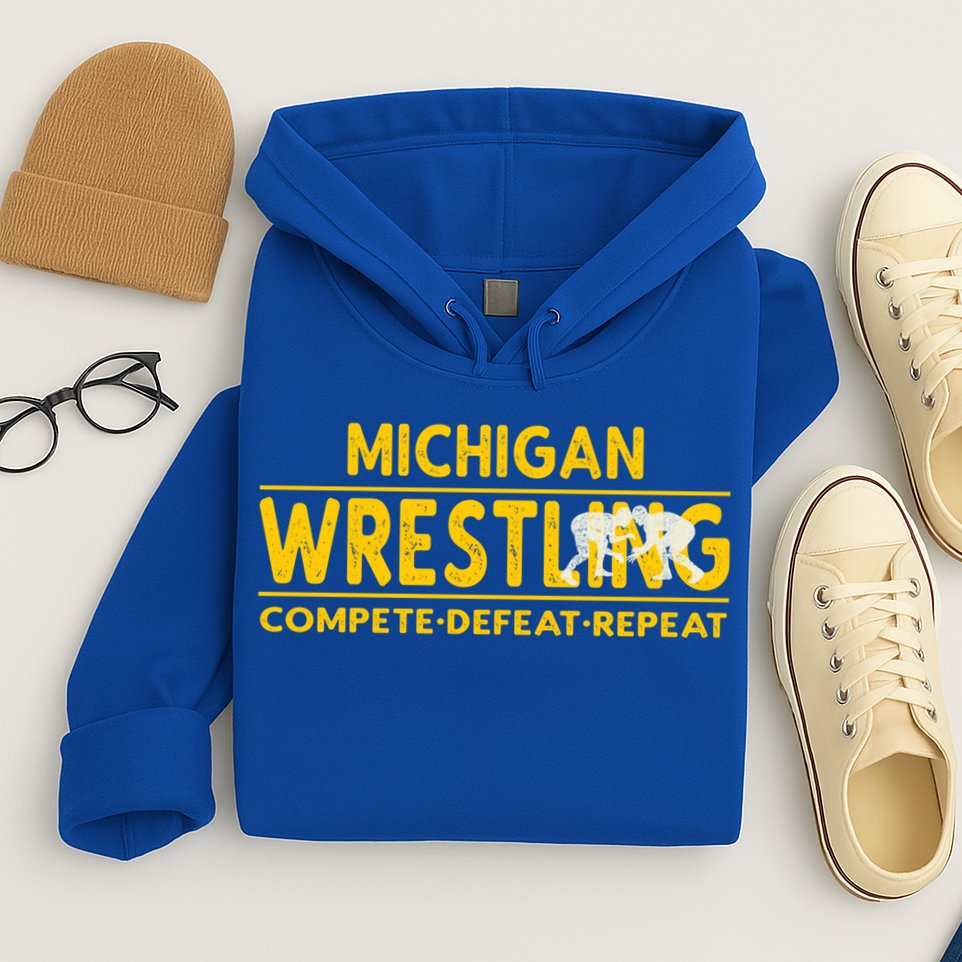 Michigan Wrestling Compete Defeat Repeat Gift Hoodie