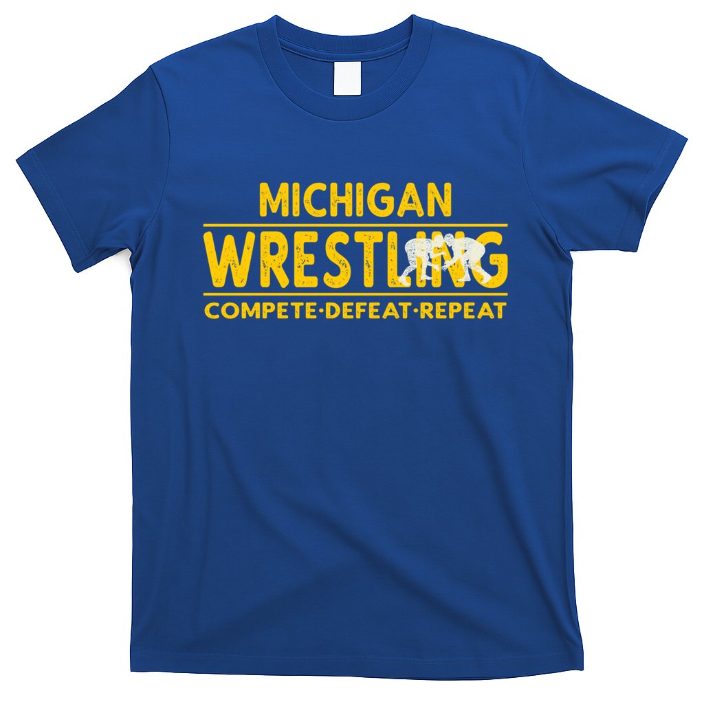 Michigan Wrestling Compete Defeat Repeat Gift T-Shirt