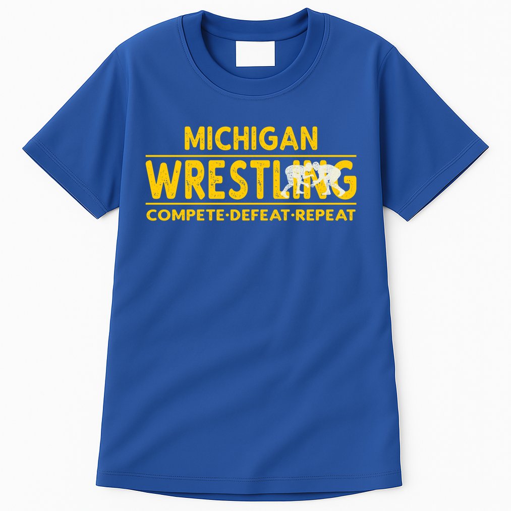 Michigan Wrestling Compete Defeat Repeat Gift Tall T-Shirt