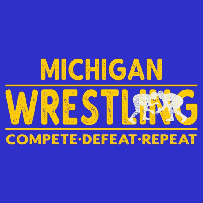 Michigan Wrestling Compete Defeat Repeat Gift Button