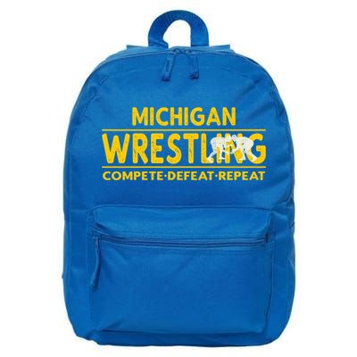 Michigan Wrestling Compete Defeat Repeat Gift 16 in Basic Backpack