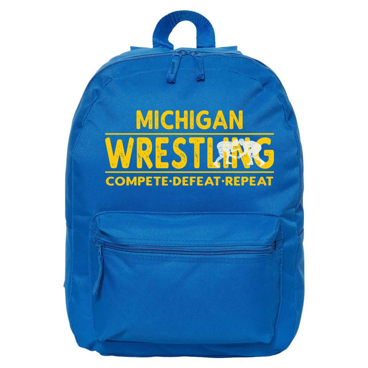 Michigan Wrestling Compete Defeat Repeat Gift 16 in Basic Backpack