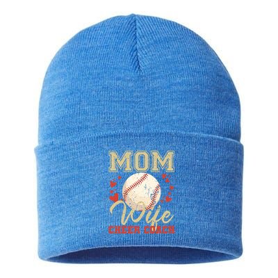 Mom Wife Cheer Coach Funny Baseball Coach Wife Cool Gift Sustainable Knit Beanie