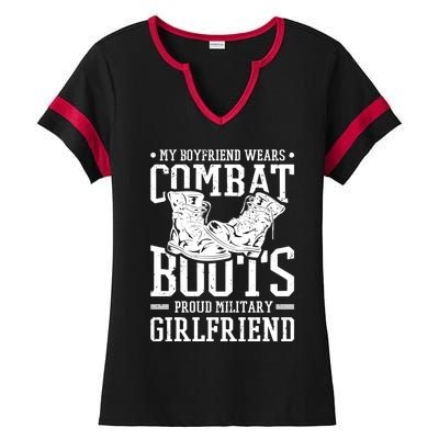 Military Wears Combat Boots Proud Army Friend Gift Ladies Halftime Notch Neck Tee