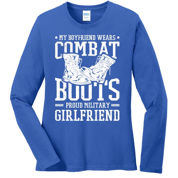 Military Wears Combat Boots Proud Army Friend Gift Ladies Long Sleeve Shirt