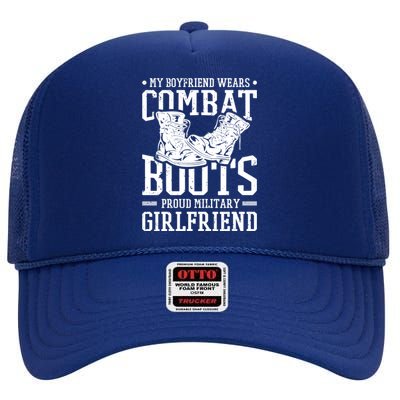 Military Wears Combat Boots Proud Army Friend Gift High Crown Mesh Back Trucker Hat