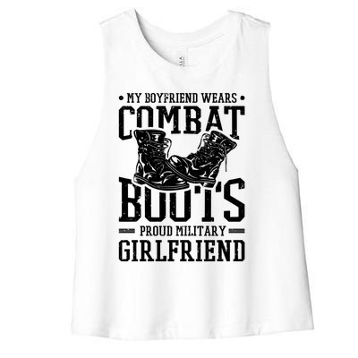 Military Wears Combat Boots Proud Army Friend Gift Women's Racerback Cropped Tank