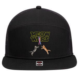 Meow Wars Cat Funny Gifts For Cats Loverss Gift 7 Panel Mesh Trucker Snapback Hat