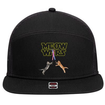 Meow Wars Cat Funny Gifts For Cats Loverss Gift 7 Panel Mesh Trucker Snapback Hat