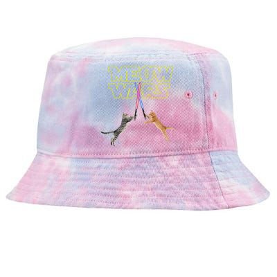 Meow Wars Cat Funny Gifts For Cats Loverss Gift Tie-Dyed Bucket Hat