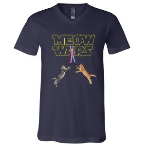 Meow Wars Cat Funny Gifts For Cats Loverss Gift V-Neck T-Shirt