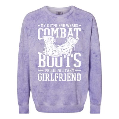 Military Wears Combat Boots Proud Army Friend Gift Colorblast Crewneck Sweatshirt