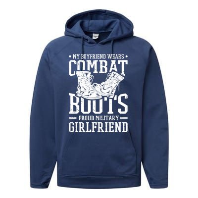 Military Wears Combat Boots Proud Army Friend Gift Performance Fleece Hoodie