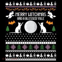 Merry Witchmas Cat Ugly Christmas Sweaters Gift Flexfit Unipanel Trucker Cap