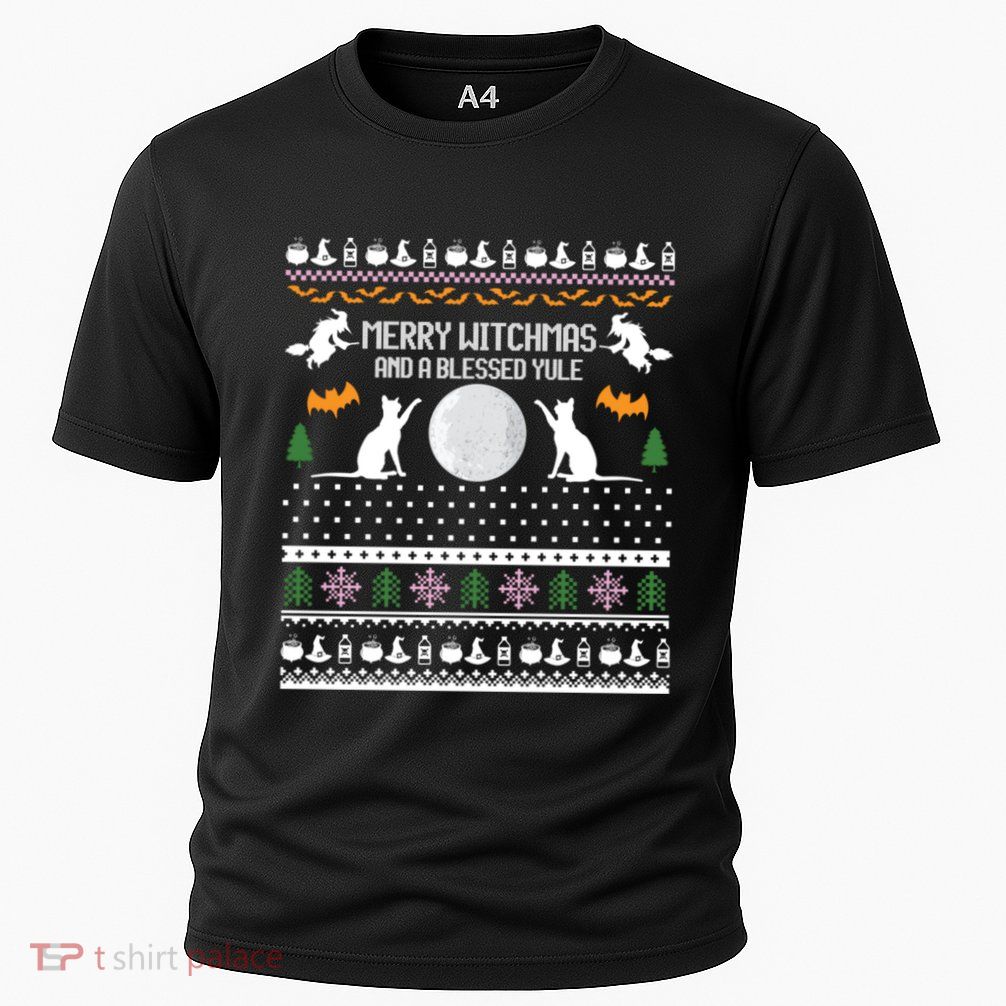 Merry Witchmas Cat Ugly Christmas Sweaters Gift Performance Shirt