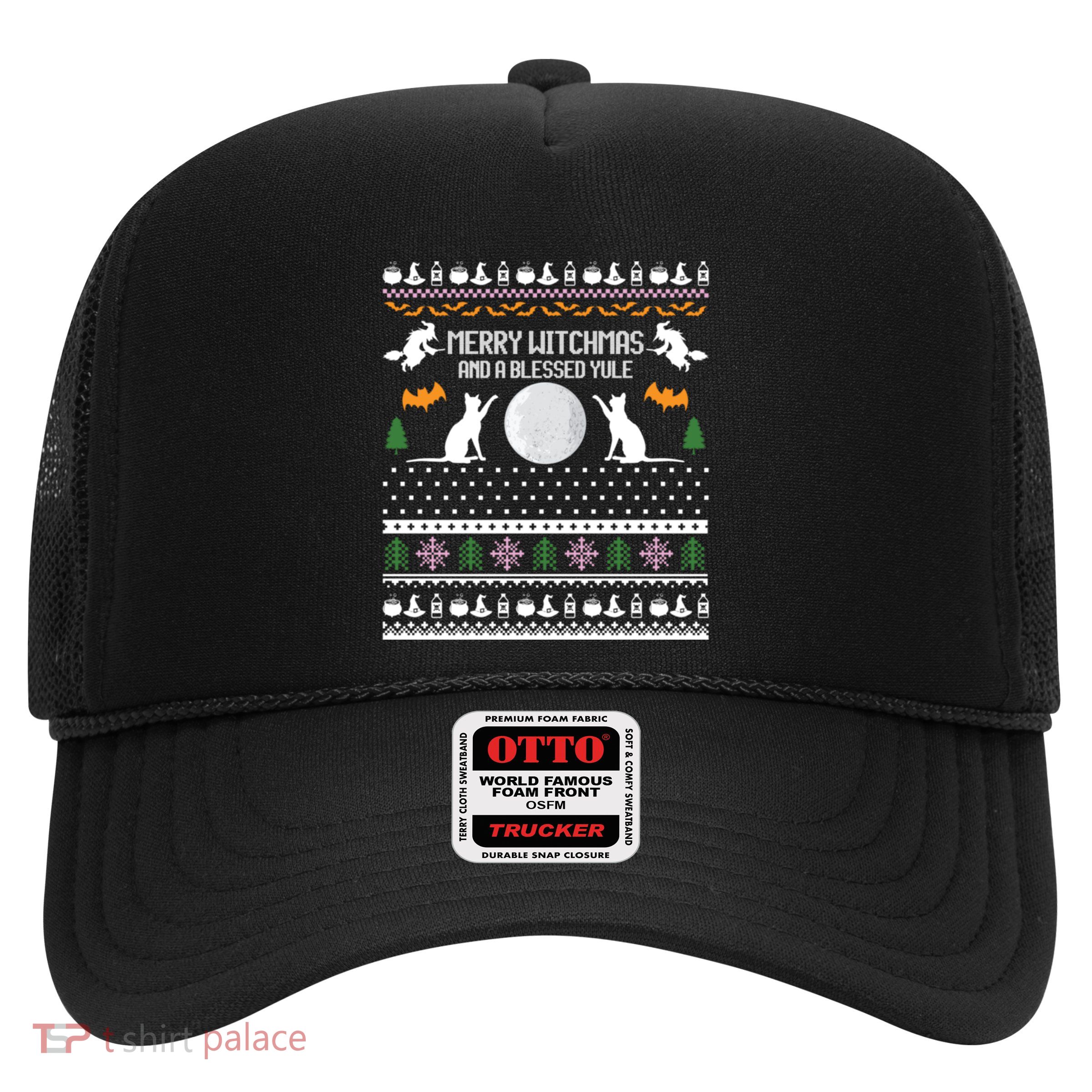 Merry Witchmas Cat Ugly Christmas Sweaters Gift Trucker Hat