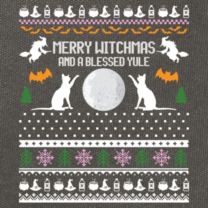 Merry Witchmas Cat Ugly Christmas Sweaters Gift Cotton Canvas Backpack