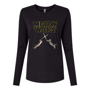 Meow Wars Cat Wars Funny Cat Cat Lover Womens Cotton Relaxed Long Sleeve T-Shirt