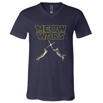 Meow Wars Cat Wars Funny Cat Cat Lover V-Neck T-Shirt