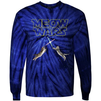 Meow Wars Cat Wars Funny Cat Cat Lover Tie-Dye Long Sleeve Shirt