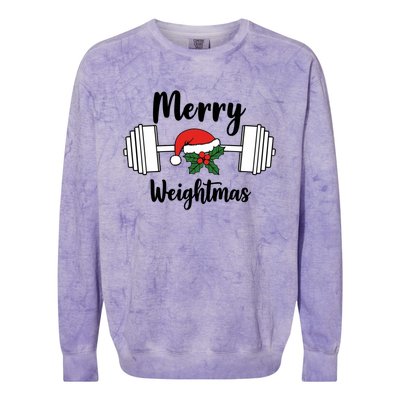 Merry Weightmas Christmas Workout Fun Colorblast Crewneck Sweatshirt