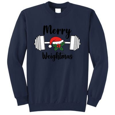 Merry Weightmas Christmas Workout Fun Tall Sweatshirt