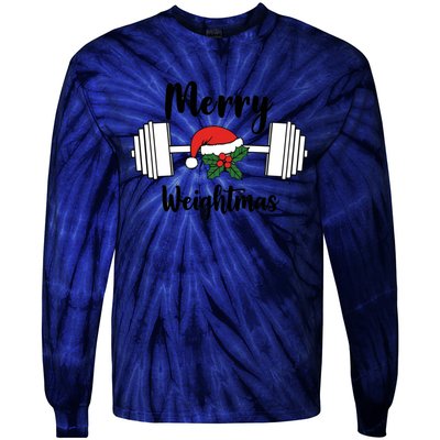 Merry Weightmas Christmas Workout Fun Tie-Dye Long Sleeve Shirt