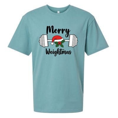 Merry Weightmas Christmas Workout Fun Sueded Cloud Jersey T-Shirt