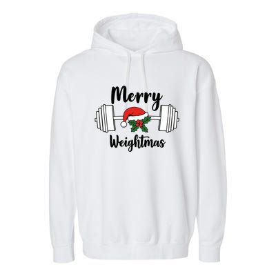 Merry Weightmas Christmas Workout Fun Garment-Dyed Fleece Hoodie