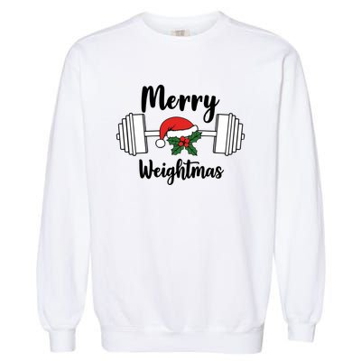 Merry Weightmas Christmas Workout Fun Garment-Dyed Sweatshirt