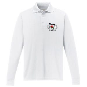 Merry Weightmas Christmas Workout Fun Performance Long Sleeve Polo