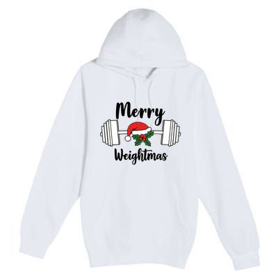 Merry Weightmas Christmas Workout Fun Premium Pullover Hoodie