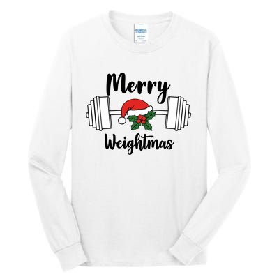 Merry Weightmas Christmas Workout Fun Tall Long Sleeve T-Shirt