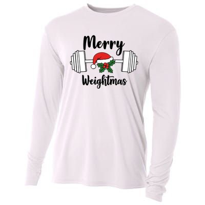 Merry Weightmas Christmas Workout Fun Cooling Performance Long Sleeve Crew