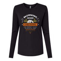 Morning Wood Campgrounds The Perfect Place To Pitch A Tent Womens Cotton Relaxed Long Sleeve T-Shirt