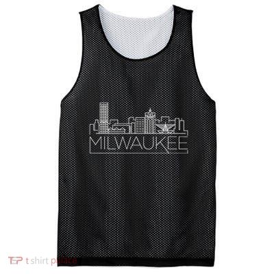 Milwaukee Wisconsin City Skyline Mesh Reversible Basketball Jersey Tank