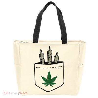 Marijuana Weed Cannabis Leaf Joint Zip Tote Bag