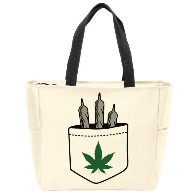 Marijuana Weed Cannabis Leaf Joint Zip Tote Bag
