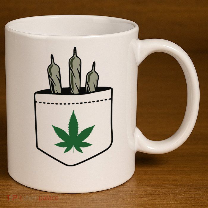 Marijuana Weed Cannabis Leaf Joint 11oz C Handle Ceramic Mug