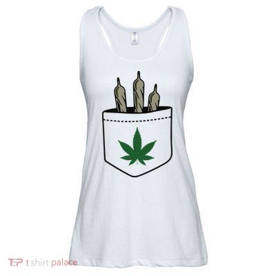 Marijuana Weed Cannabis Leaf Joint Ladies Essential Flowy Tank