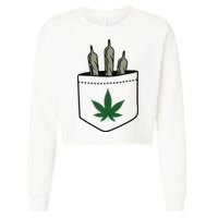 Marijuana Weed Cannabis Leaf Joint Cropped Pullover Crew